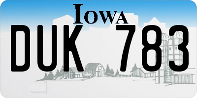 IA license plate DUK783