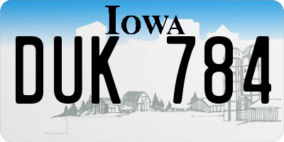 IA license plate DUK784