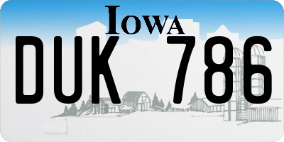 IA license plate DUK786
