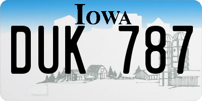 IA license plate DUK787