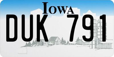 IA license plate DUK791