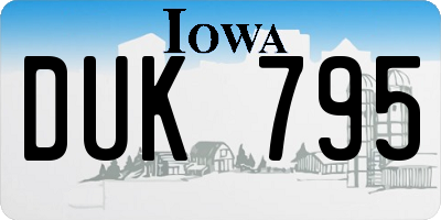 IA license plate DUK795