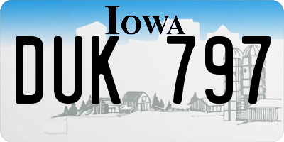 IA license plate DUK797