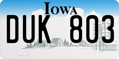 IA license plate DUK803