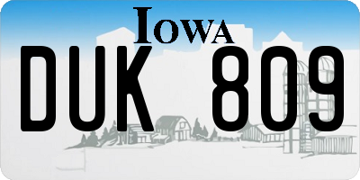 IA license plate DUK809