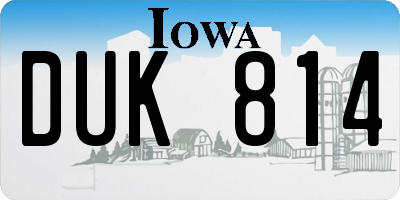 IA license plate DUK814
