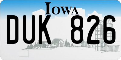 IA license plate DUK826