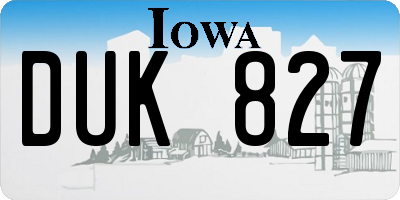 IA license plate DUK827