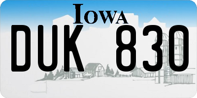 IA license plate DUK830
