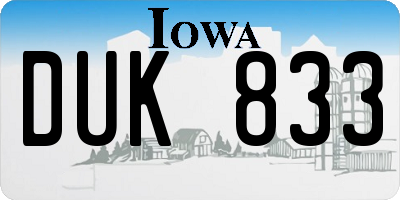 IA license plate DUK833