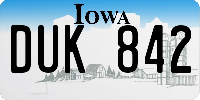 IA license plate DUK842
