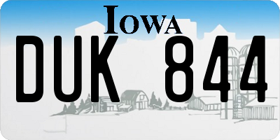 IA license plate DUK844