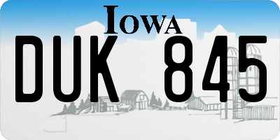 IA license plate DUK845