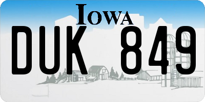 IA license plate DUK849