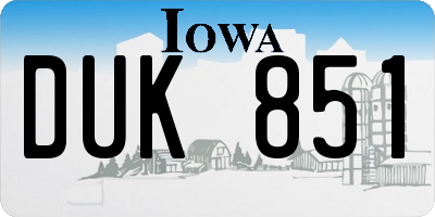 IA license plate DUK851