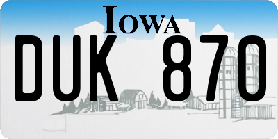 IA license plate DUK870