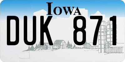 IA license plate DUK871