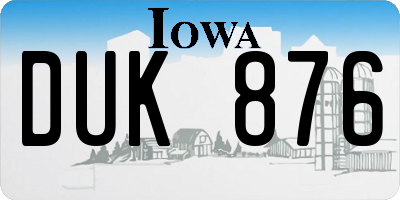 IA license plate DUK876