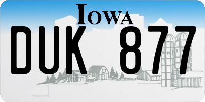 IA license plate DUK877