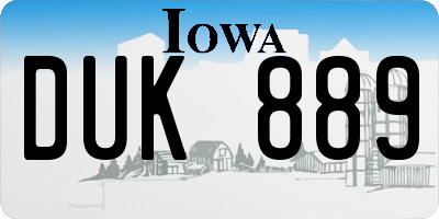 IA license plate DUK889