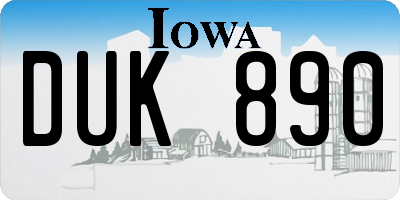 IA license plate DUK890