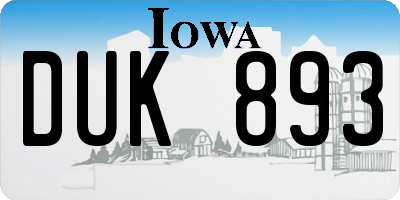 IA license plate DUK893