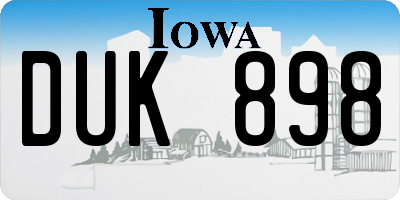 IA license plate DUK898