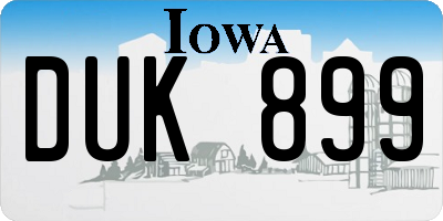 IA license plate DUK899