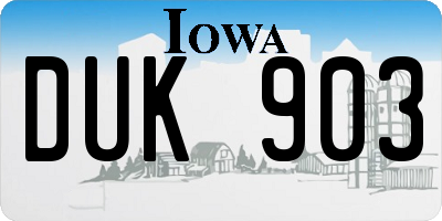 IA license plate DUK903