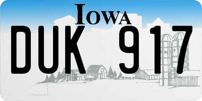 IA license plate DUK917