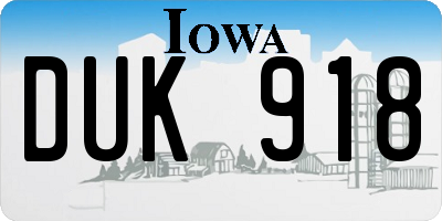 IA license plate DUK918