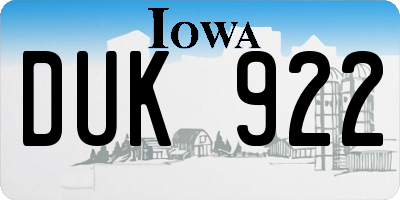 IA license plate DUK922
