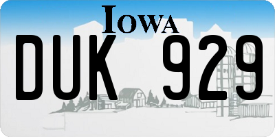 IA license plate DUK929