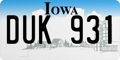 IA license plate DUK931