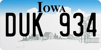 IA license plate DUK934