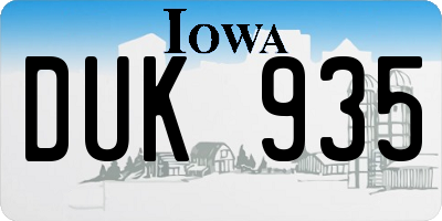 IA license plate DUK935