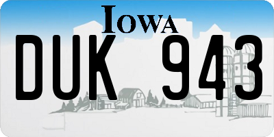 IA license plate DUK943