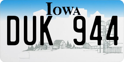 IA license plate DUK944