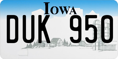 IA license plate DUK950