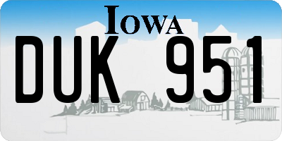 IA license plate DUK951