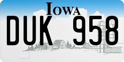 IA license plate DUK958