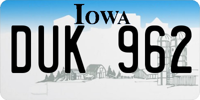 IA license plate DUK962