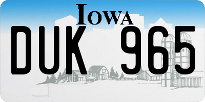 IA license plate DUK965