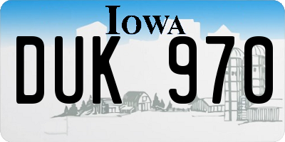 IA license plate DUK970