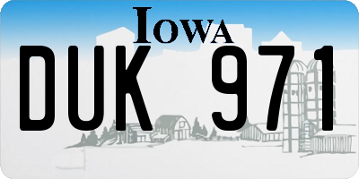 IA license plate DUK971