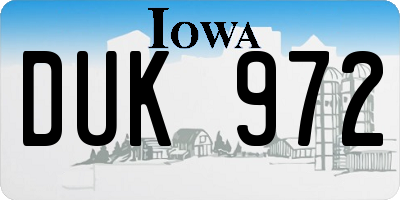 IA license plate DUK972