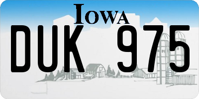 IA license plate DUK975