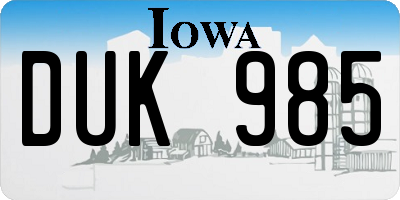 IA license plate DUK985