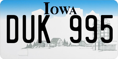 IA license plate DUK995