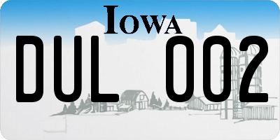 IA license plate DUL002